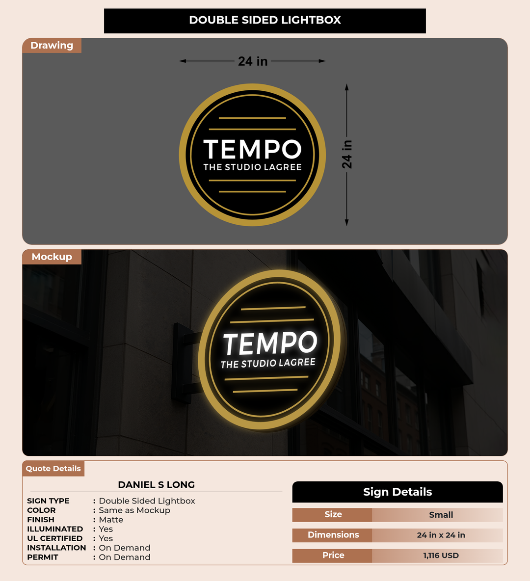 CUSTOM MOCKUP SIGN FOR Daniel s Long