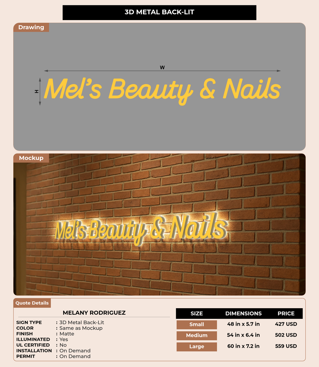 CUSTOM MOCKUP SIGN FOR Melany Rodriguez