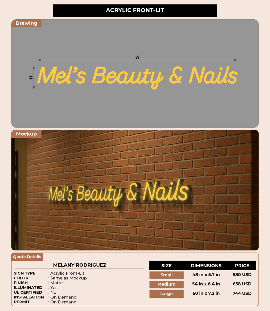 CUSTOM MOCKUP SIGN FOR Melany Rodriguez