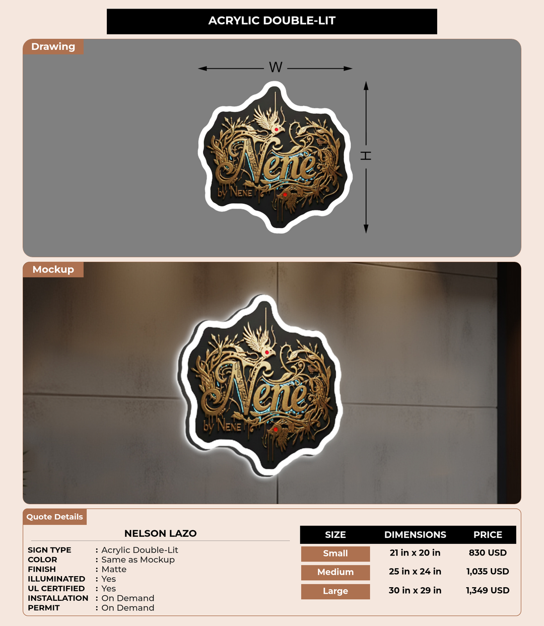 CUSTOM MOCKUP SIGN FOR Nelson lazo