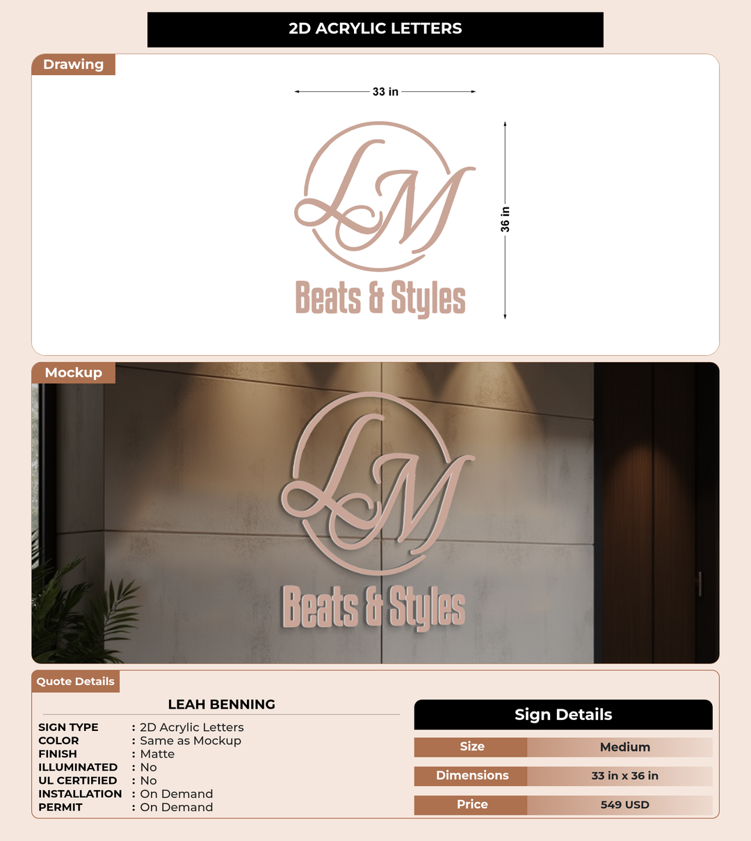 CUSTOM MOCKUP SIGN FOR Leah Benning