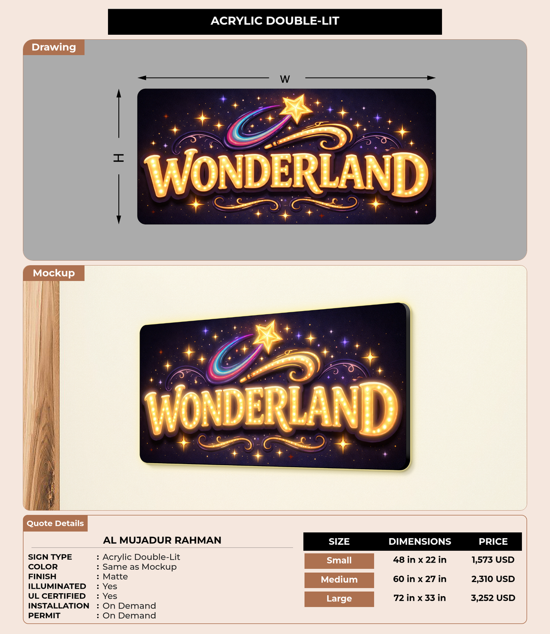 CUSTOM MOCKUP SIGN FOR Al Mujadur Rahman