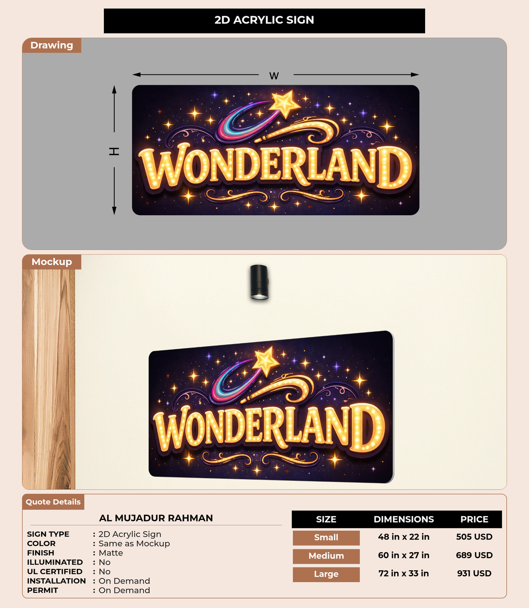 CUSTOM MOCKUP SIGN FOR Al Mujadur Rahman
