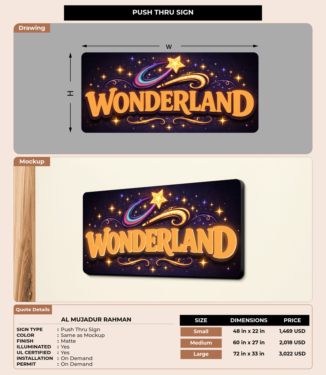 CUSTOM MOCKUP SIGN FOR Al Mujadur Rahman