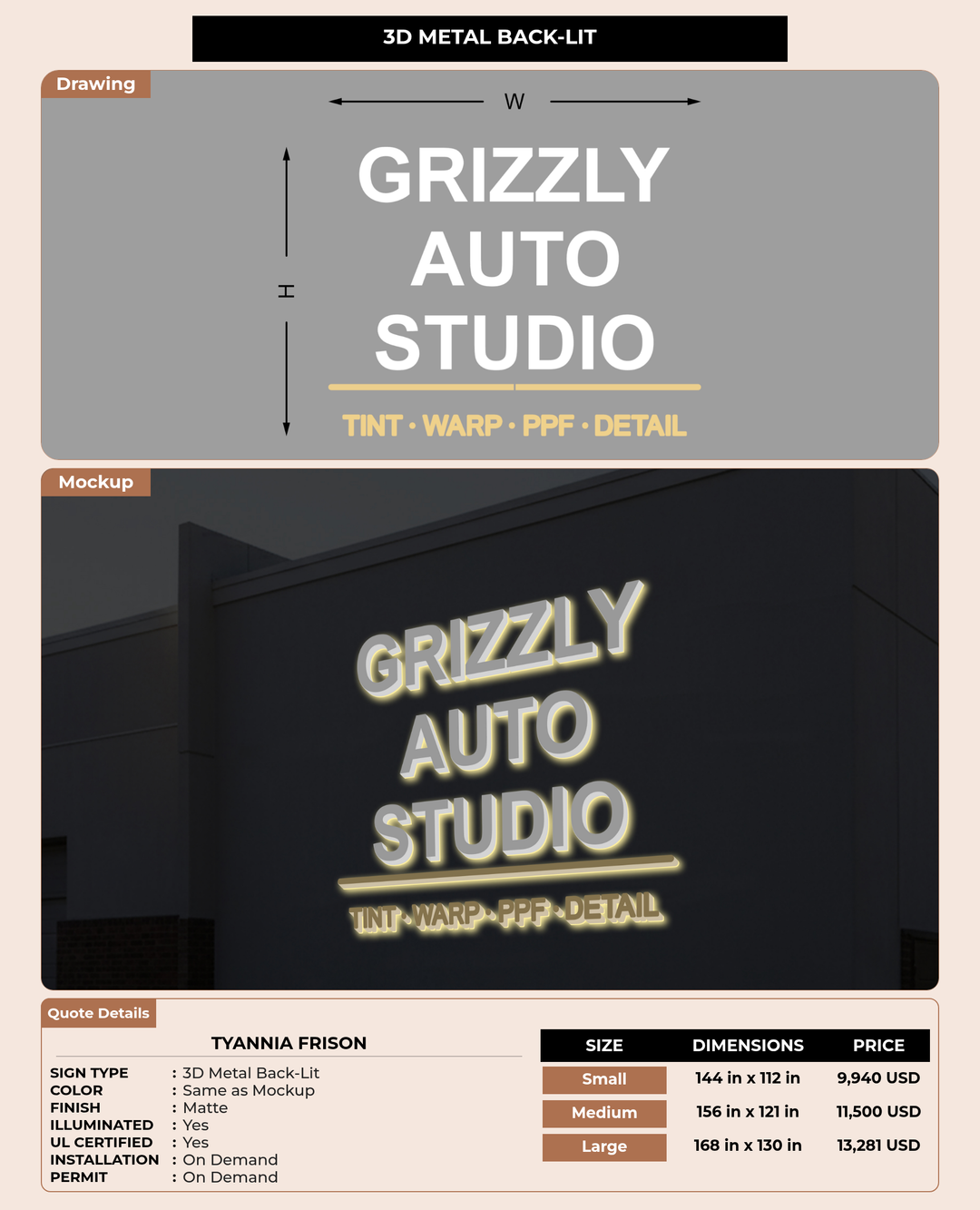 CUSTOM MOCKUP SIGN FOR Tyannia Frison