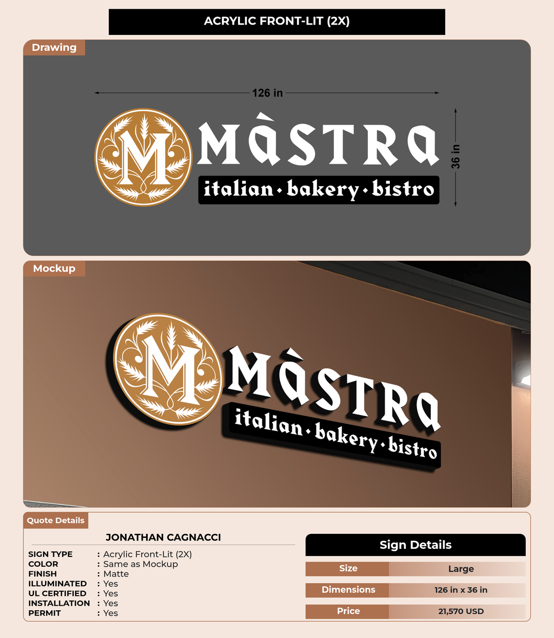 CUSTOM MOCKUP SIGN FOR Jonathan Cagnacci