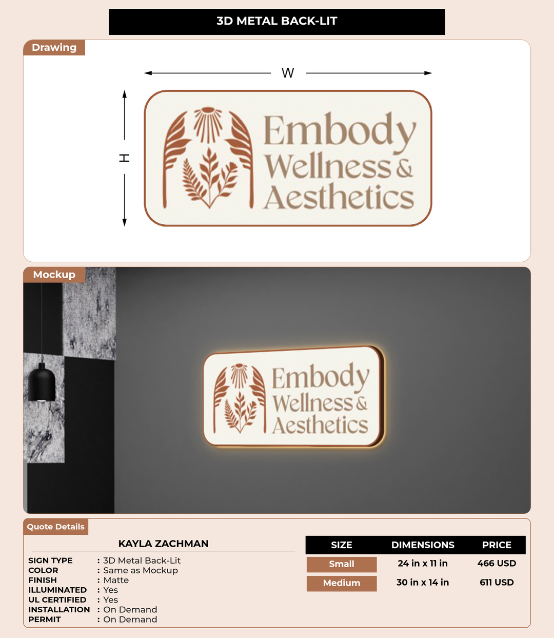 CUSTOM MOCKUP SIGN FOR Kayla Zachman