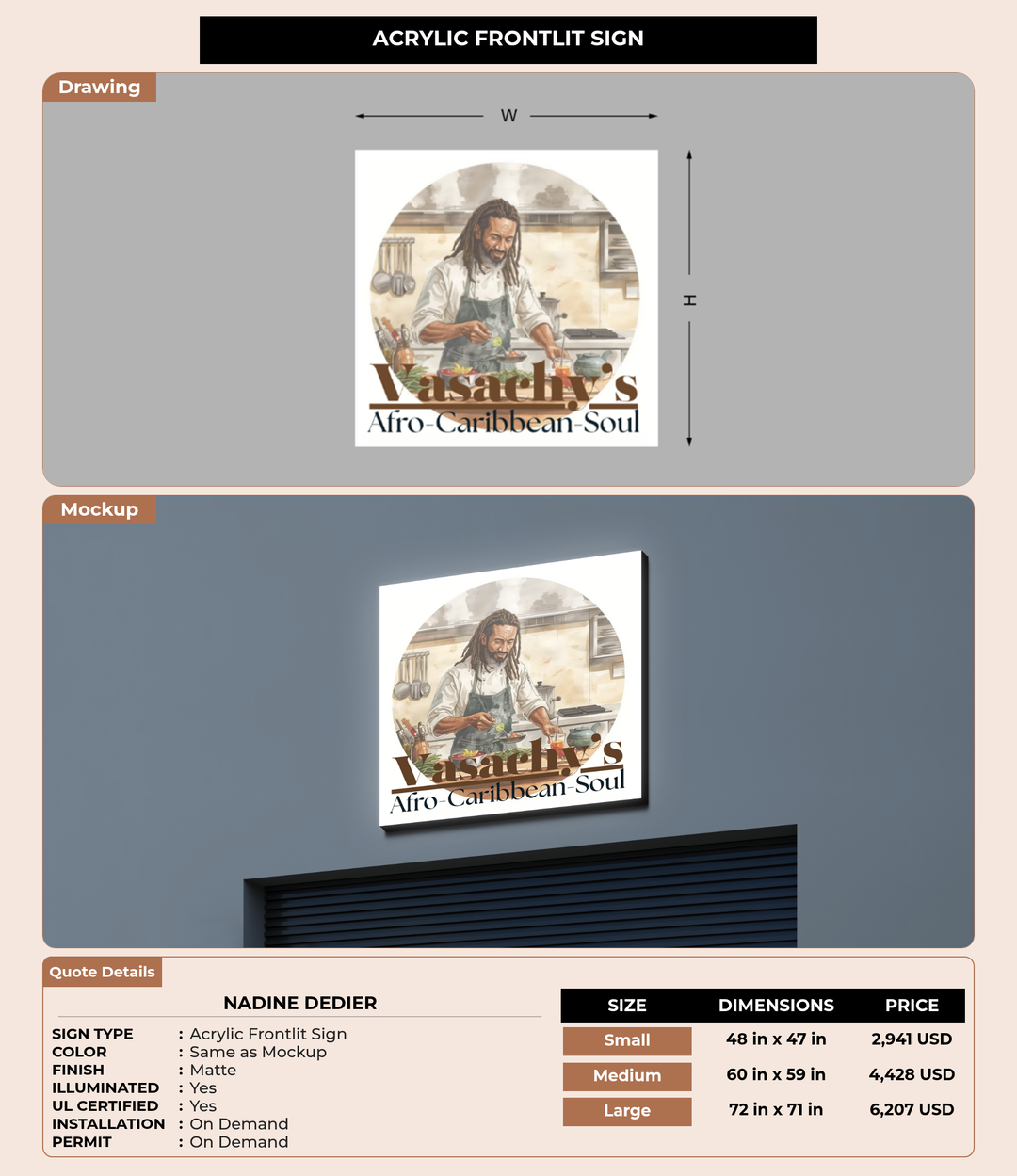 CUSTOM MOCKUP SIGN FOR Nadine Dedier