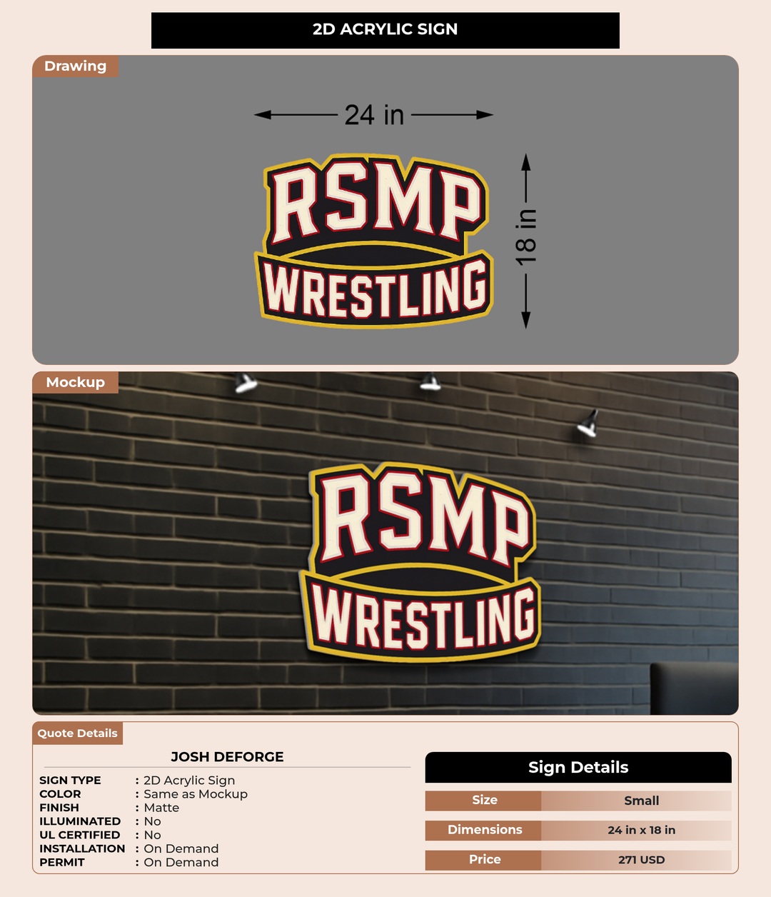 CUSTOM MOCKUP SIGN FOR Josh DeForge