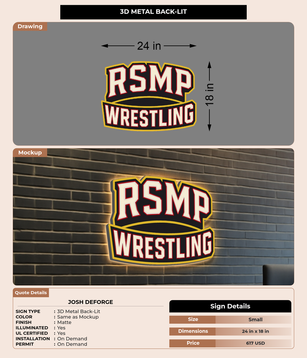 CUSTOM MOCKUP SIGN FOR Josh DeForge