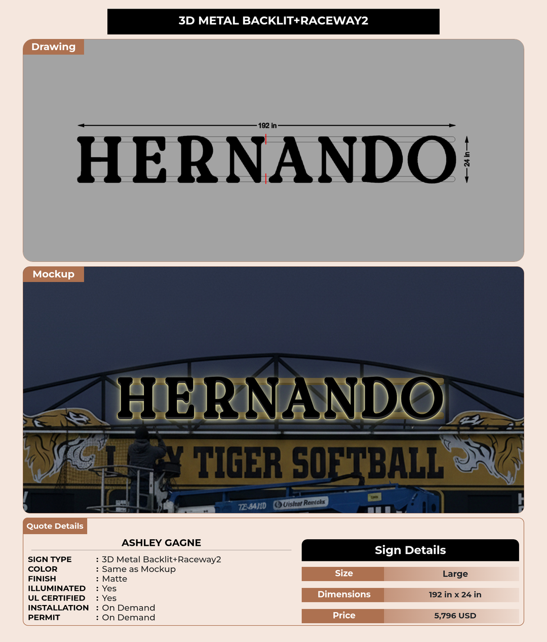 CUSTOM MOCKUP SIGN FOR Ashley Gagne