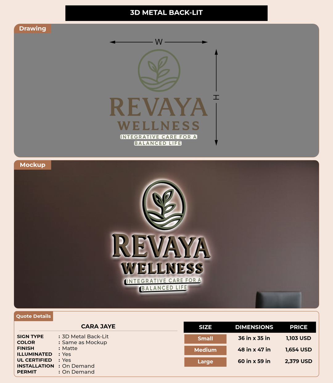 CUSTOM MOCKUP SIGN FOR Cara Jaye
