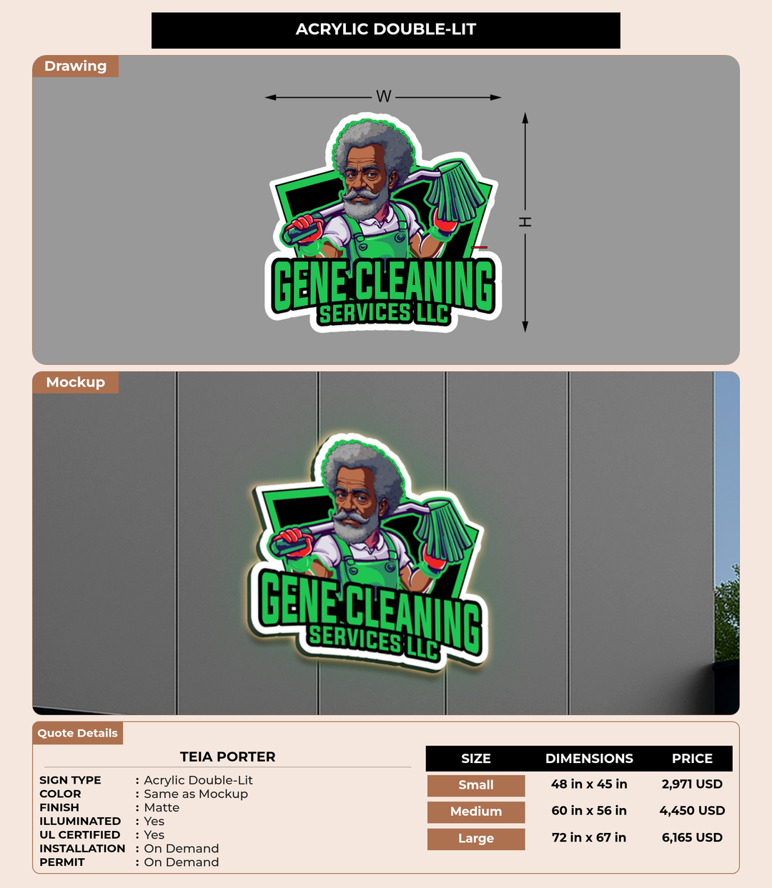 CUSTOM MOCKUP SIGN FOR Teia Porter