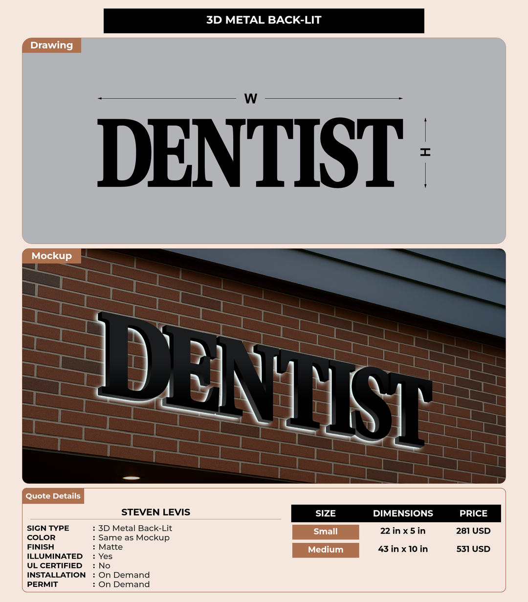 CUSTOM MOCKUP SIGN FOR Steven Levis