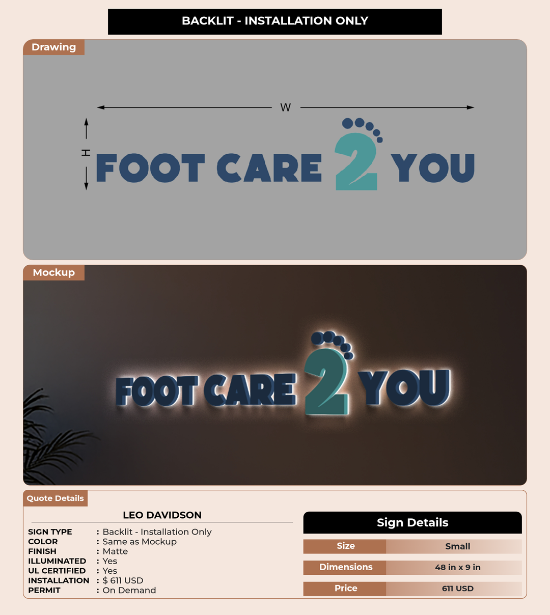 CUSTOM MOCKUP SIGN FOR Leo Davidson