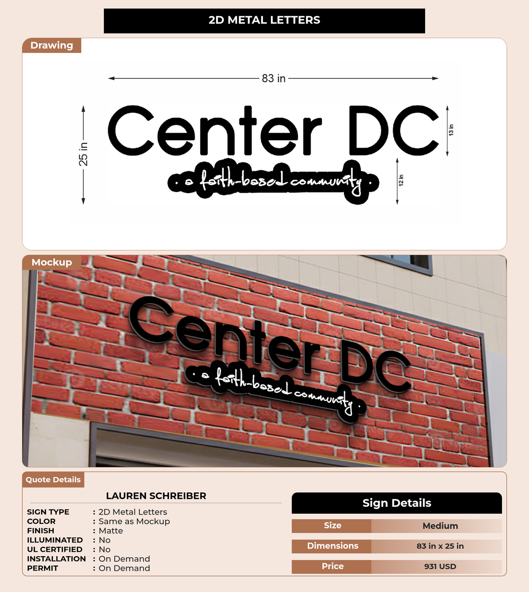 CUSTOM MOCKUP SIGN FOR Lauren Schreiber