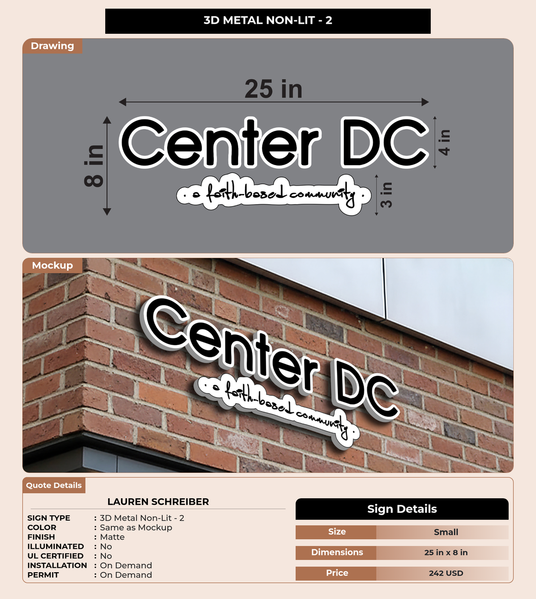 CUSTOM MOCKUP SIGN FOR Lauren Schreiber