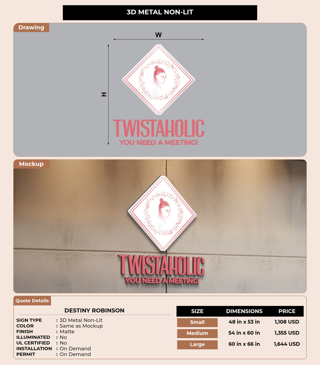 CUSTOM MOCKUP SIGN FOR Destiny Robinson