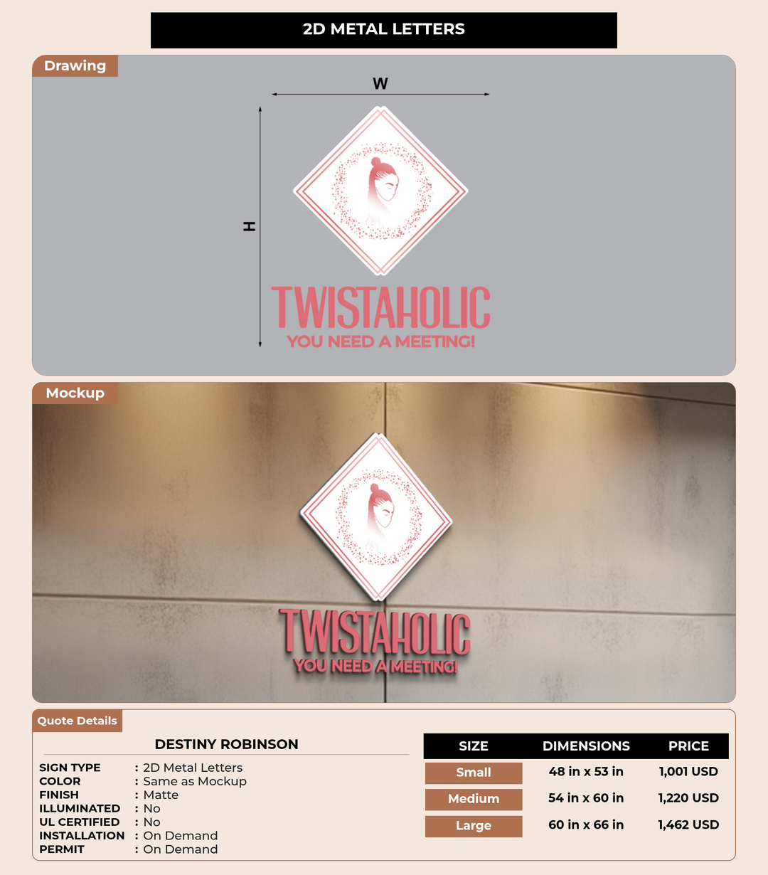 CUSTOM MOCKUP SIGN FOR Destiny Robinson
