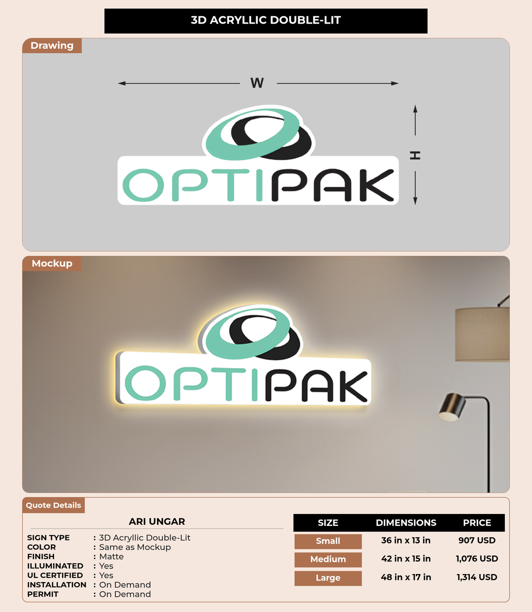 CUSTOM MOCKUP SIGN FOR ari ungar
