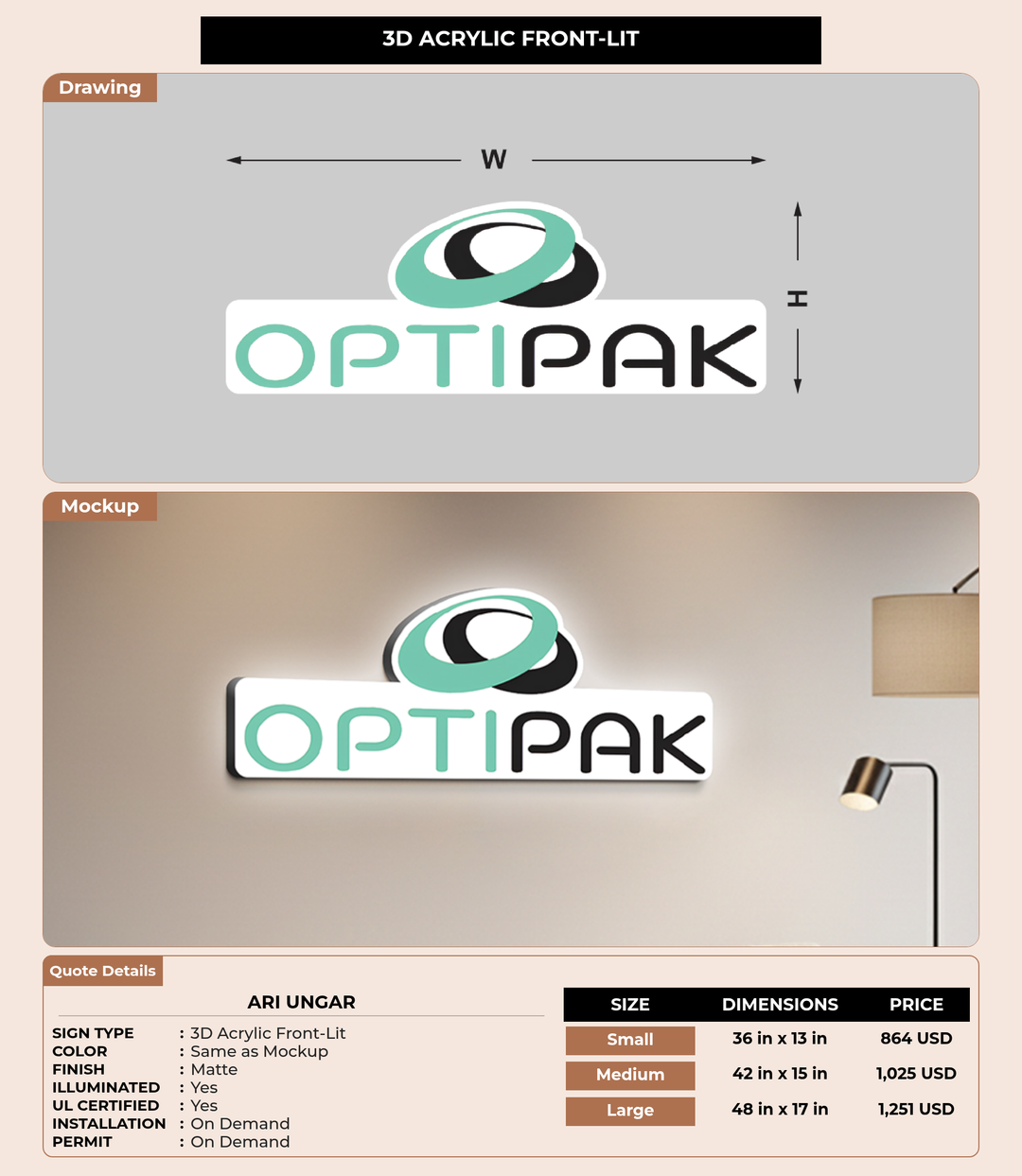 CUSTOM MOCKUP SIGN FOR ari ungar
