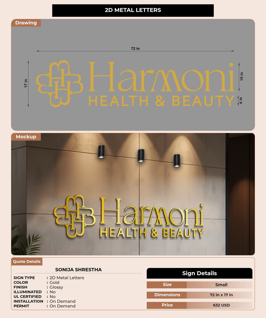 CUSTOM MOCKUP SIGN FOR Sonija Shrestha