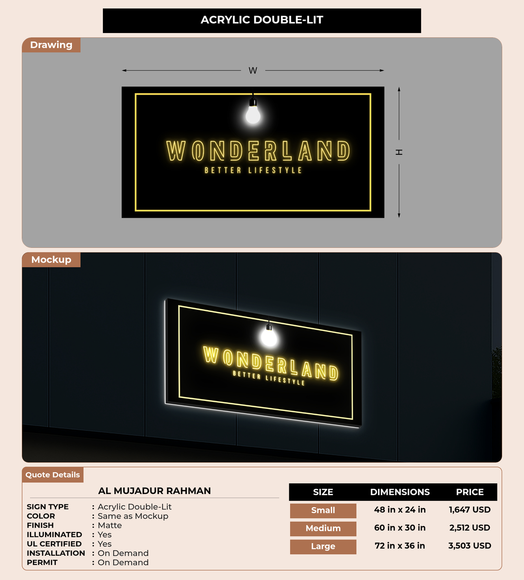 CUSTOM MOCKUP SIGN FOR Al Mujadur Rahman