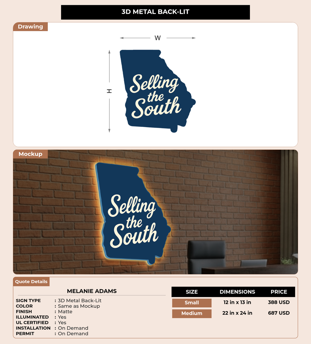 CUSTOM MOCKUP SIGN FOR Melanie Adams