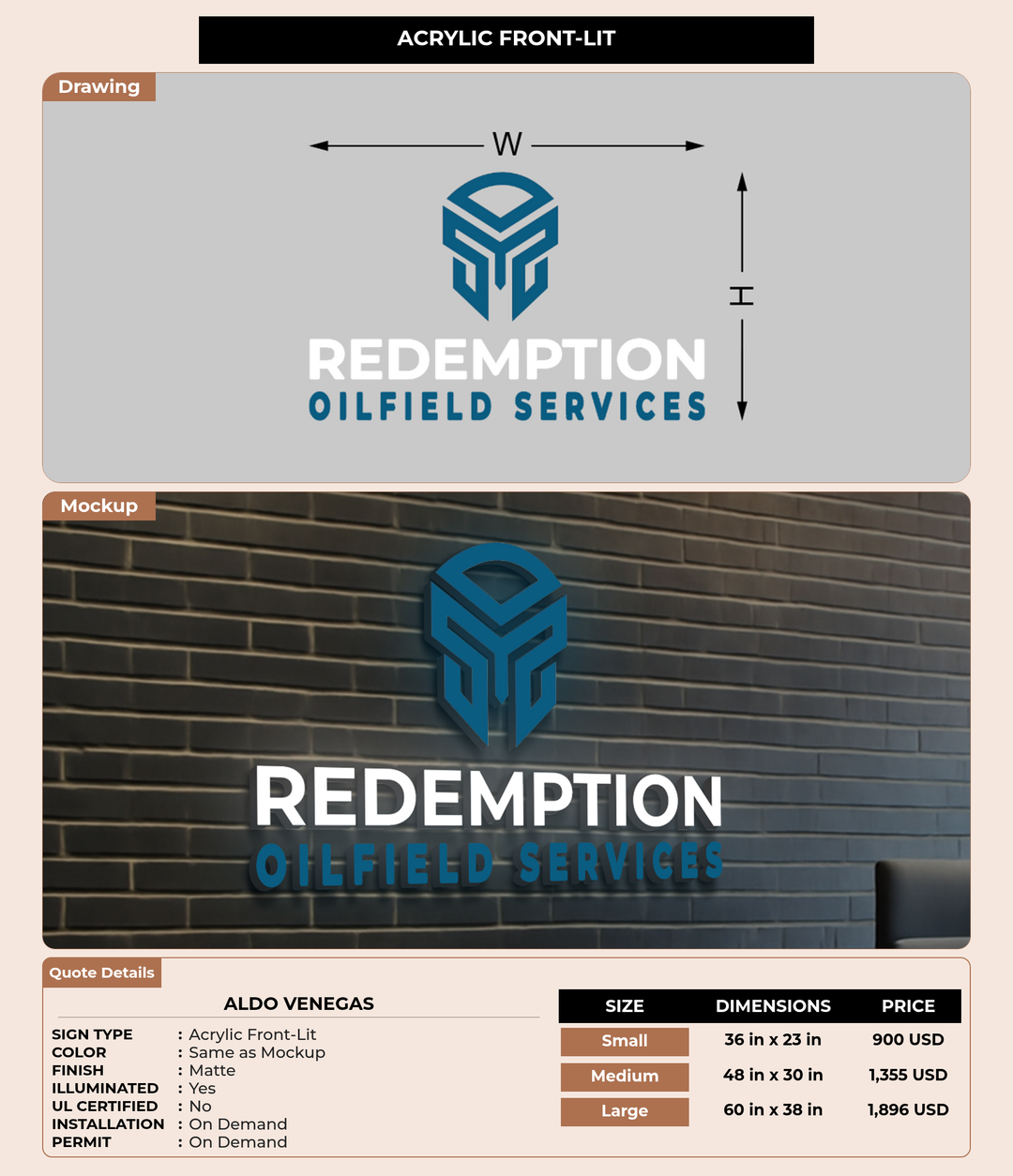 CUSTOM MOCKUP SIGN FOR Aldo Venegas
