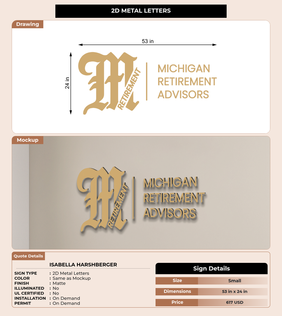 CUSTOM MOCKUP SIGN FOR Isabella Harshberger