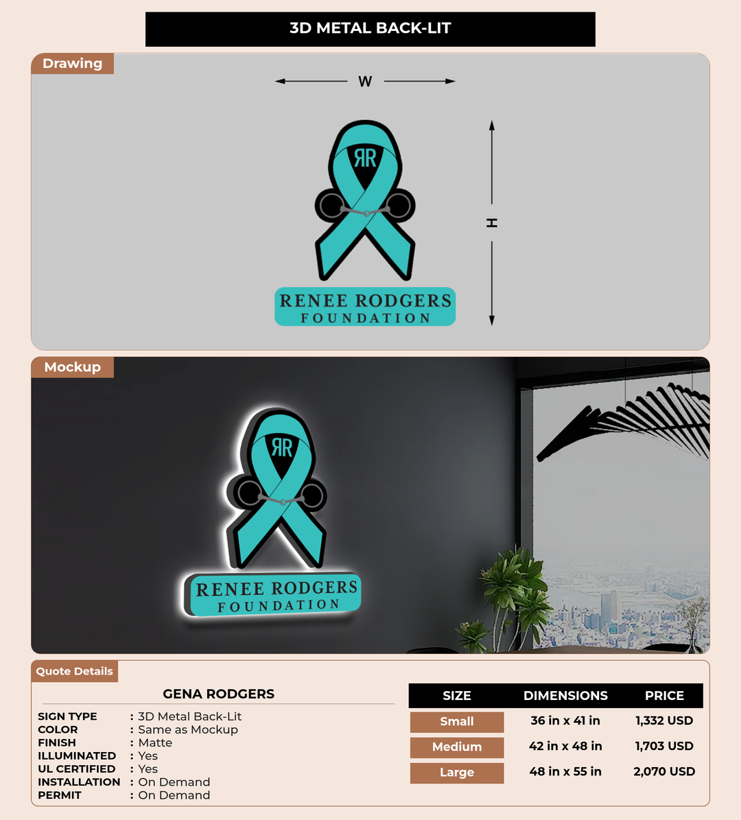 CUSTOM MOCKUP SIGN FOR Gena Rodgers