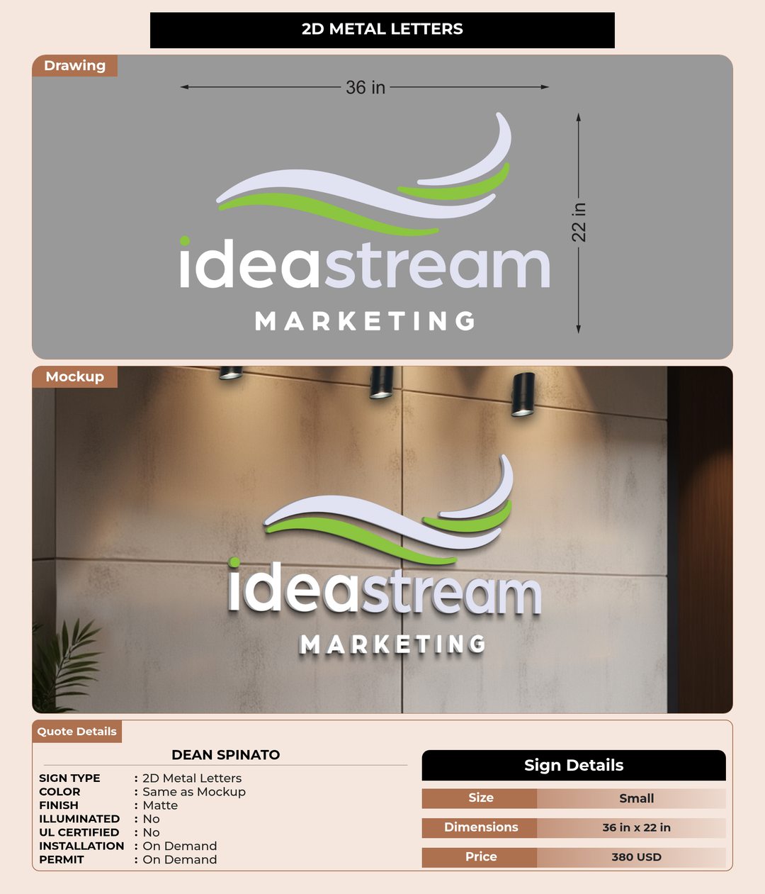 CUSTOM MOCKUP SIGN FOR Dean Spinato