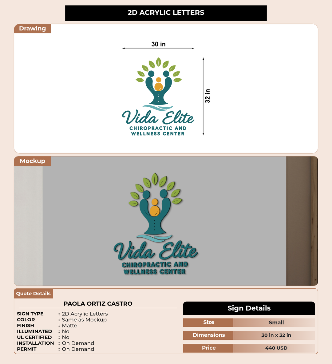 CUSTOM MOCKUP SIGN FOR Paola Ortiz Castro