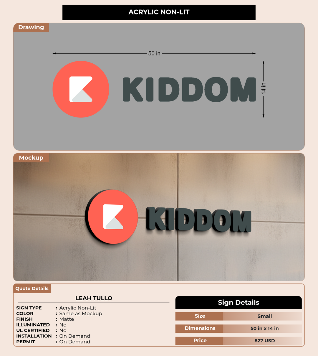 CUSTOM MOCKUP SIGN FOR Leah Tullo