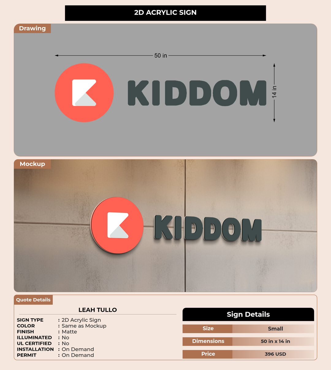 CUSTOM MOCKUP SIGN FOR Leah Tullo