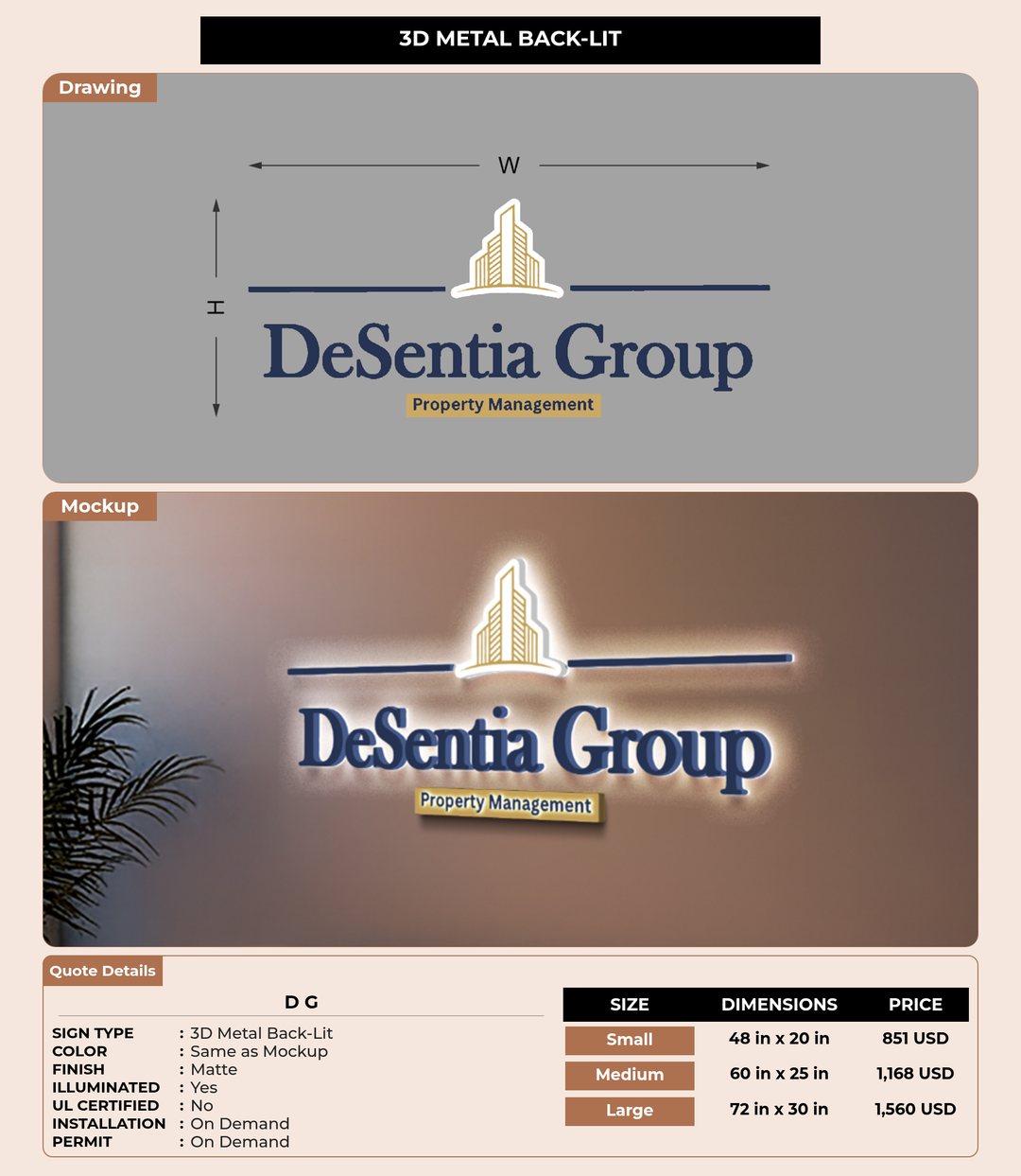 CUSTOM MOCKUP SIGN FOR D G