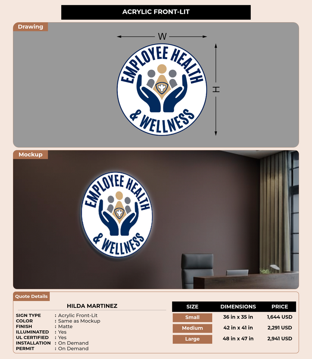 CUSTOM MOCKUP SIGN FOR Hilda martinez