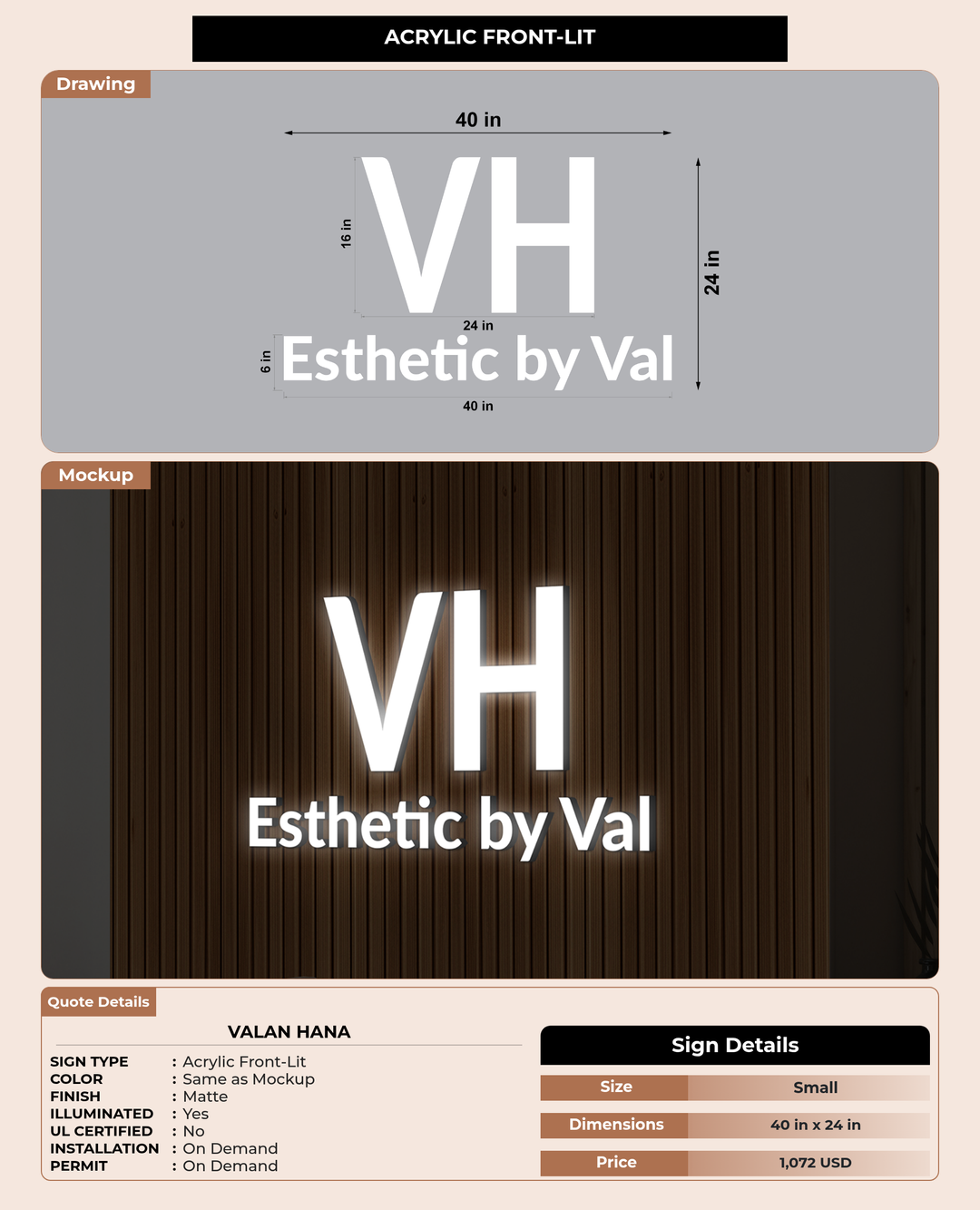 CUSTOM MOCKUP SIGN FOR Valan Hana