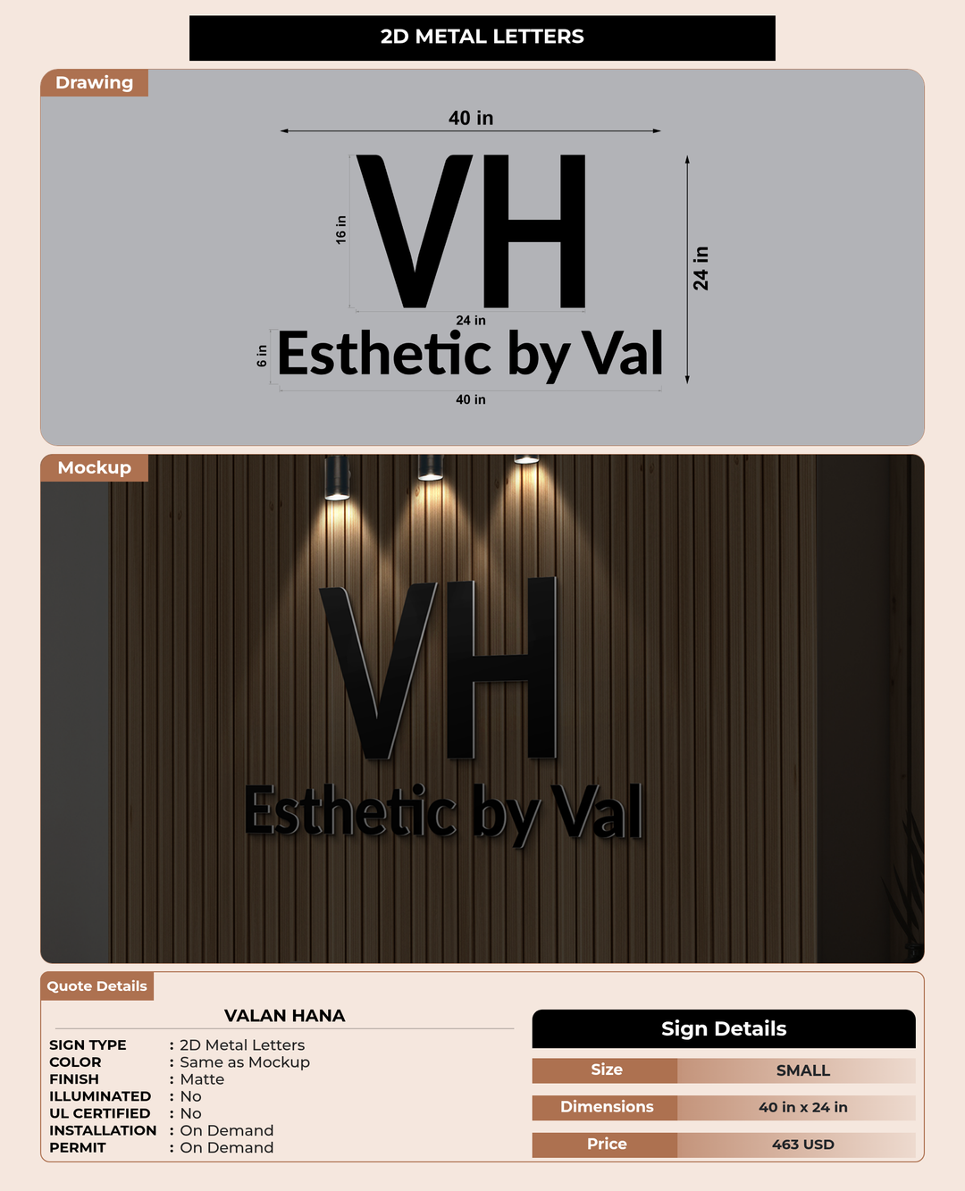 CUSTOM MOCKUP SIGN FOR Valan Hana