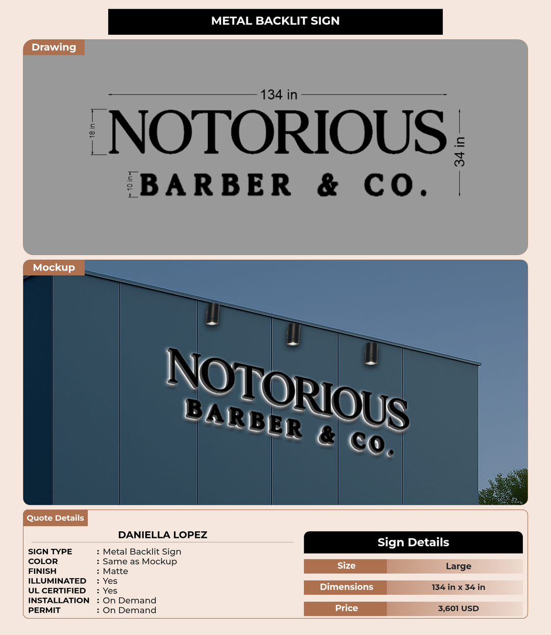 CUSTOM MOCKUP SIGN FOR Daniella Lopez