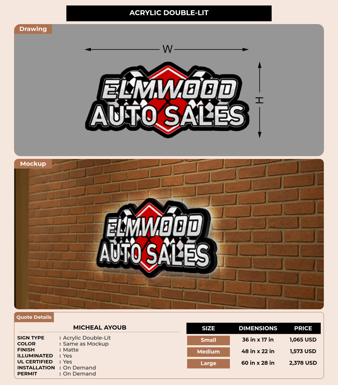 CUSTOM MOCKUP SIGN FOR micheal ayoub