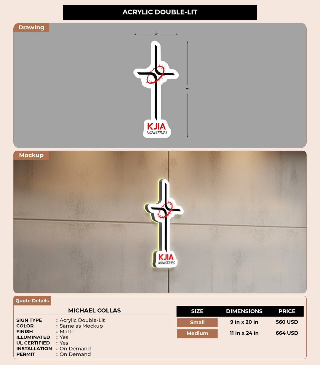 CUSTOM MOCKUP SIGN FOR Michael Collas