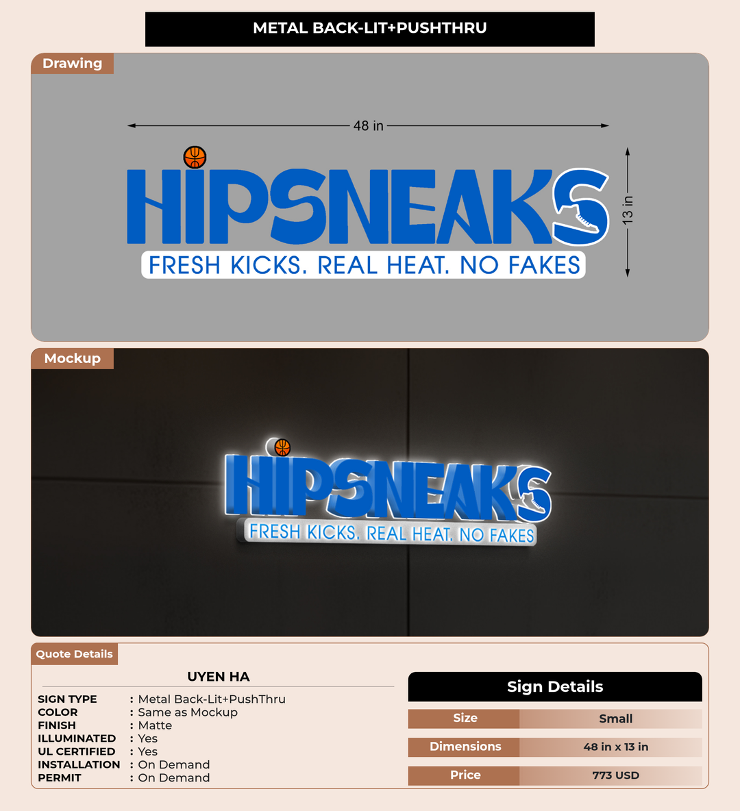 CUSTOM MOCKUP SIGN FOR Uyen Ha