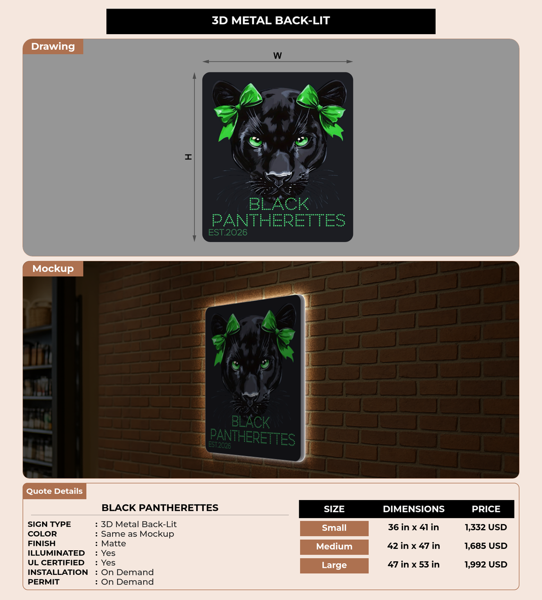 CUSTOM MOCKUP SIGN FOR Black Pantherettes
