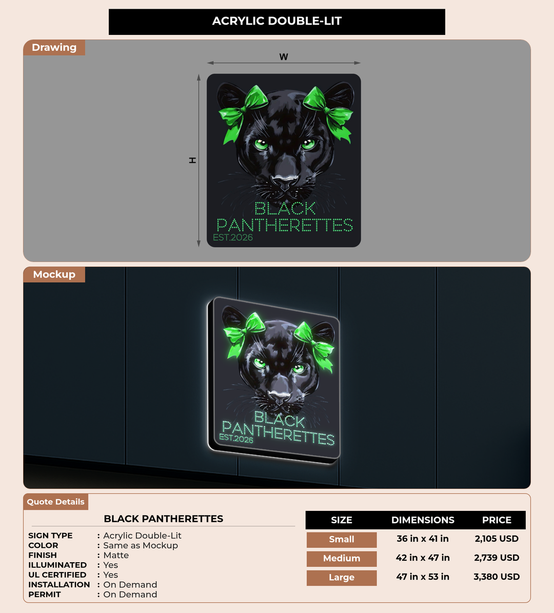 CUSTOM MOCKUP SIGN FOR Black Pantherettes