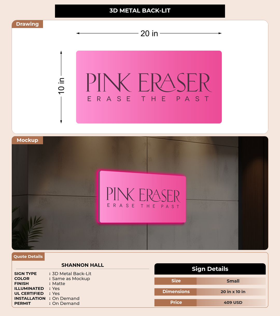 CUSTOM MOCKUP SIGN FOR Shannon Hall