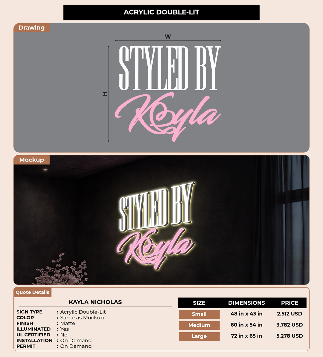 CUSTOM MOCKUP SIGN FOR Kayla Nicholas