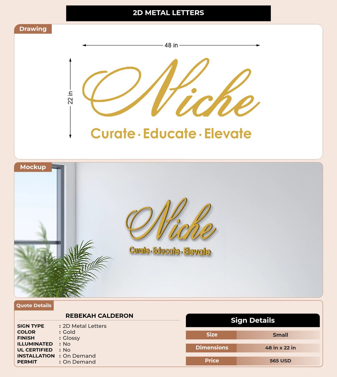 CUSTOM MOCKUP SIGN FOR Rebekah Calderon