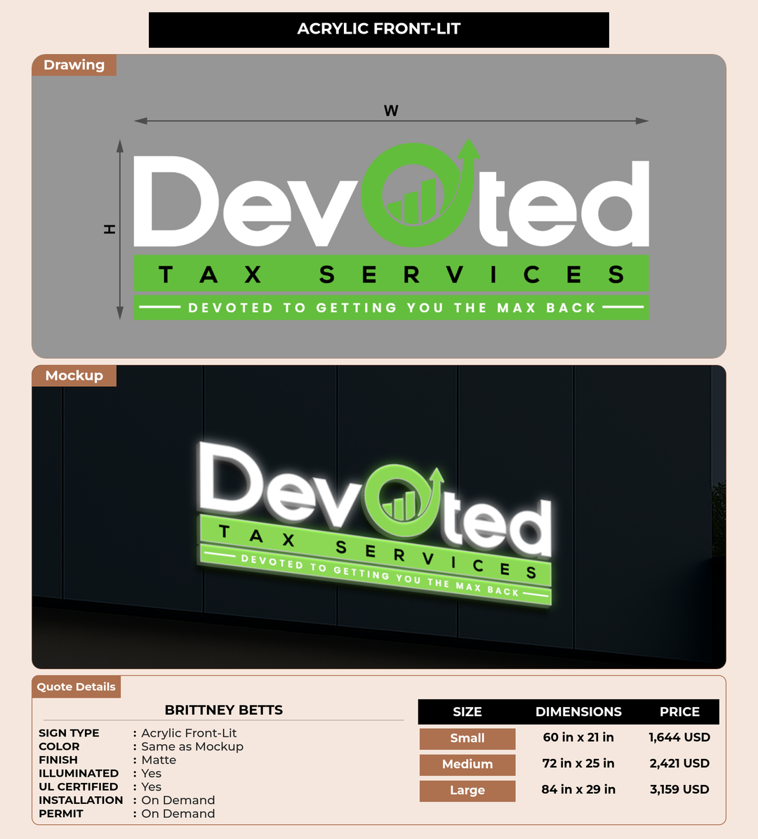 CUSTOM MOCKUP SIGN FOR Brittney Betts