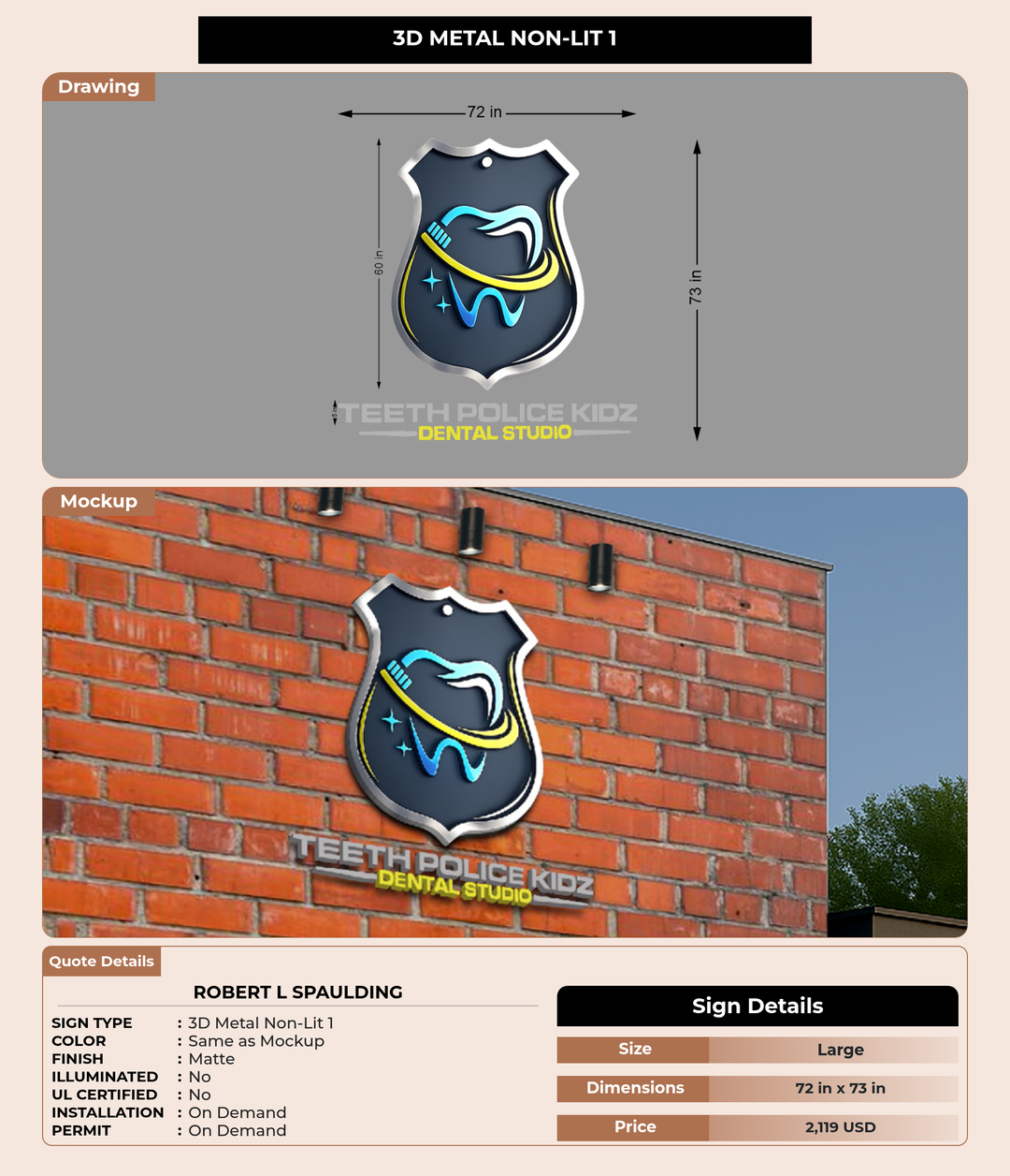 CUSTOM MOCKUP SIGN FOR Robert L Spaulding